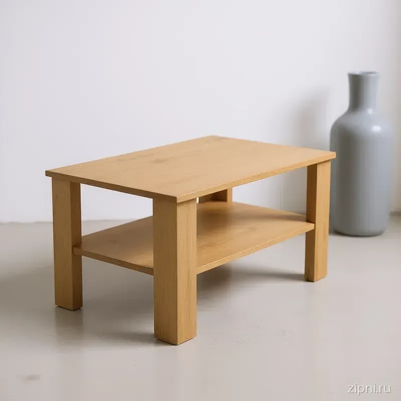 Столик 260305 в интерьере: светлая комната с белыми стенами и бетонным полом. На столике - керамический вазон.