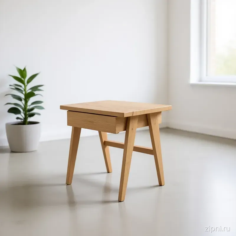 Side table 260305 в интерьере светлой студии с бетонным полом.