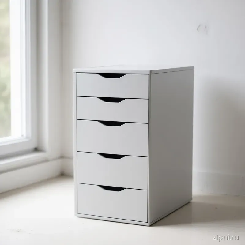 Storage cabinet 260305 в интерьере: светлая комната с бетонной стеной.